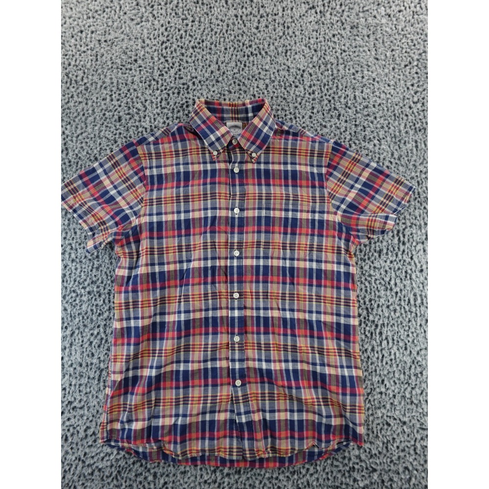 Brooks Brothers Regent‎ Short Sleeve Red and Blue Plaid Linen Shirt M